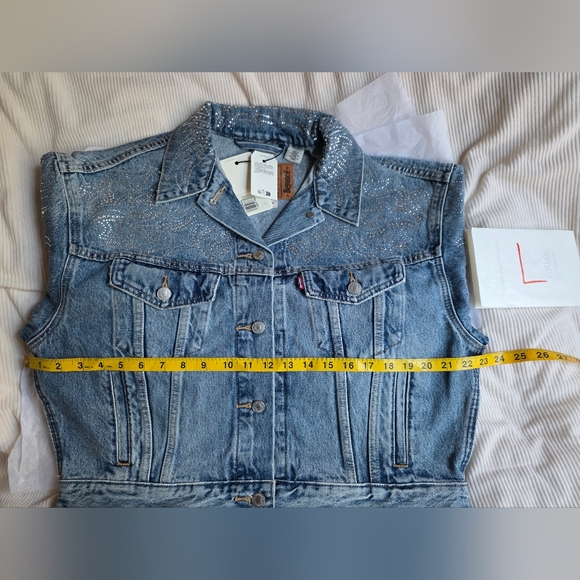 Beyoncé X Levi’s® Shrunken '90s Trucker Jacket Western Crystal Dark Blue Bnwt - Picture 7 of 16